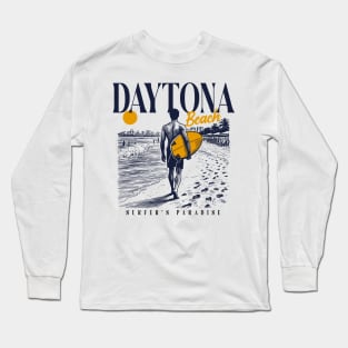 Vintage Surfing Daytona Beach, Florida // Retro Surfer Sketch // Surfer's Paradise Long Sleeve T-Shirt